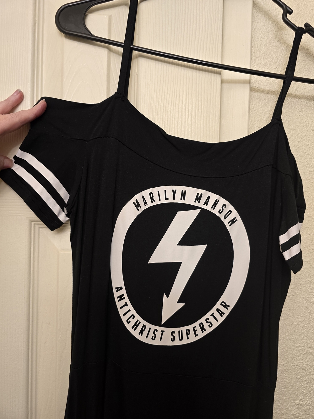 Killstar Black Marilyn Manson Graphic Slip Dress with White Print - Picture 2 of 4